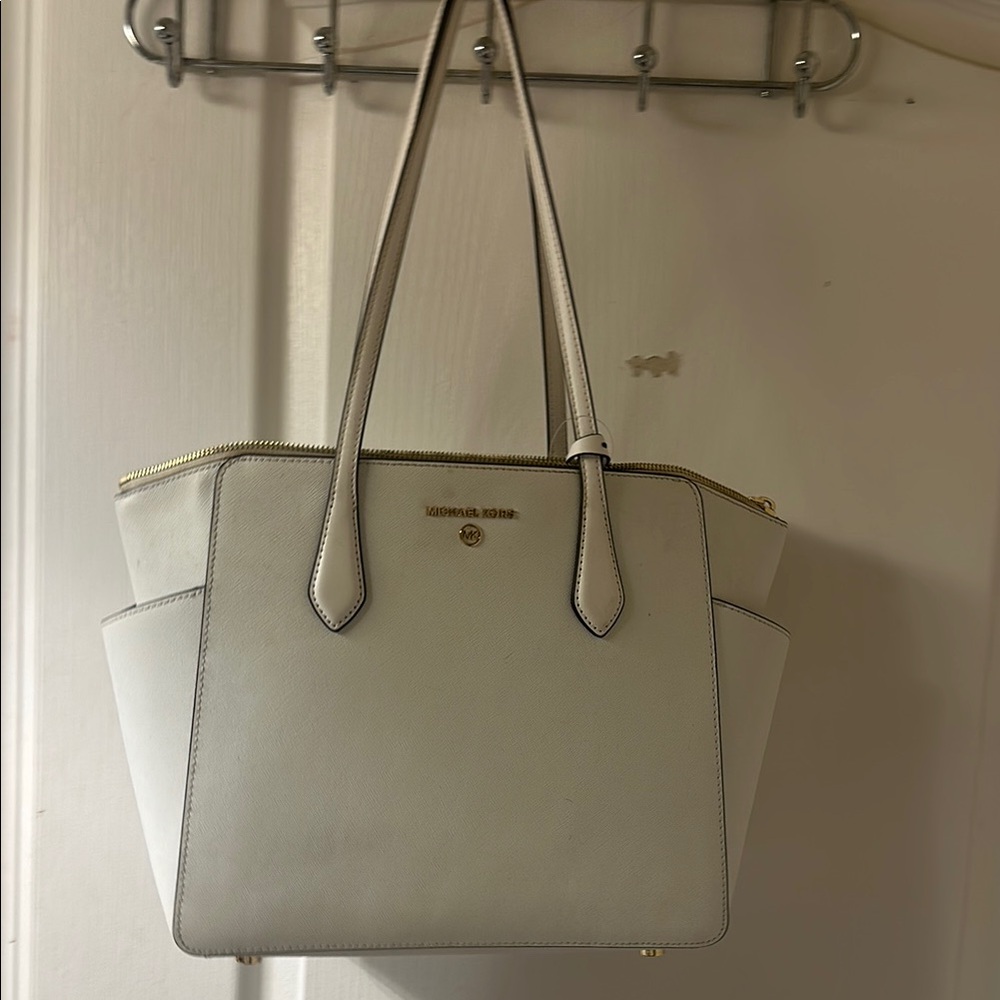 Michael Kors White Leather Tote Bag
